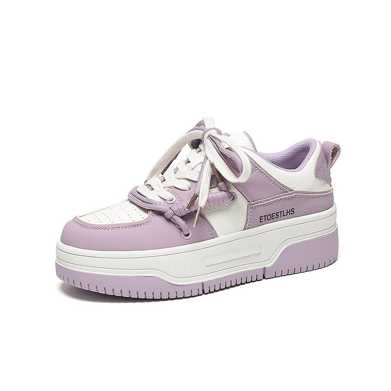 Women's Straight Hair Genuine Board Versatile Platform Sneakers