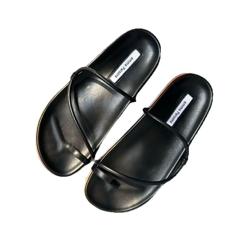 Women's & Men's Simplicity Thin Strap Roman Genuine Toe Slippers