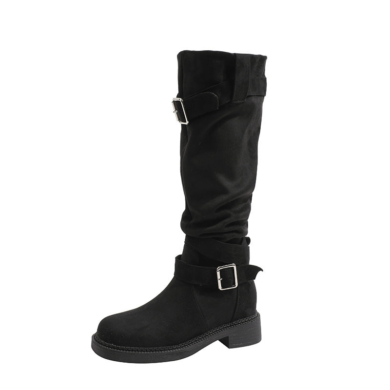 Women's Style Fashion Slimming Chunky Platform Below The Knee Knee-high Height Boots