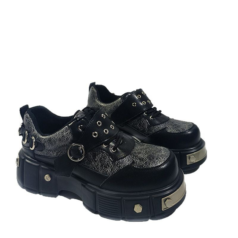 Platform Niche Design Denim Pumps Trendy Leather Shoes