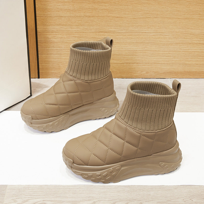 Women's Height Increasing Insole Cotton Fleece-lined Platform Snow Boots
