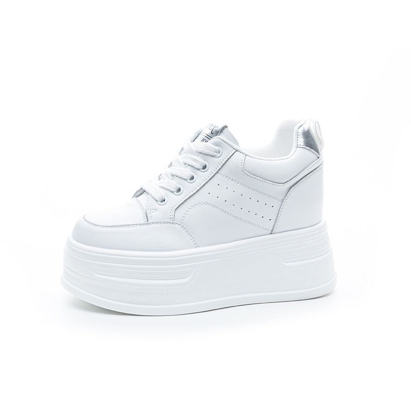 Women's Platform Height Increasing Insole White With Sneakers