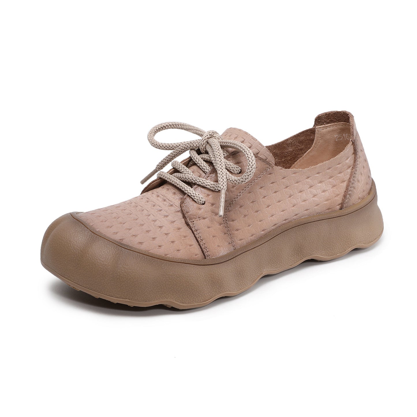 Women's Embossed Retro Lace Up Pumps Spring Comfort Flat Women's Casual Shoes