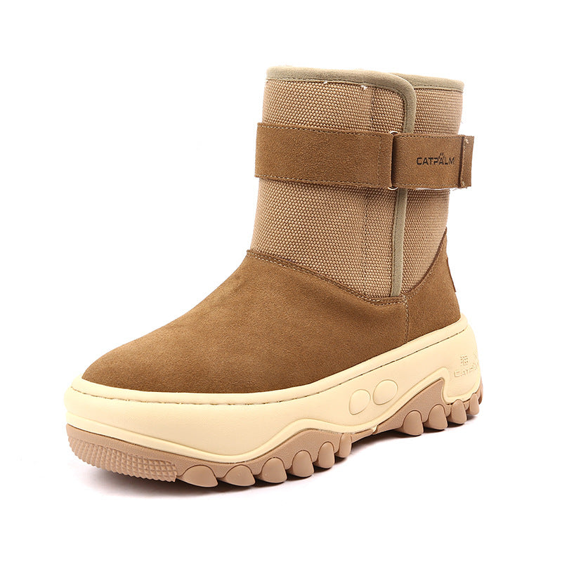 Women's Fur Integrated Fleece-lined Thickened Short Cotton Boots