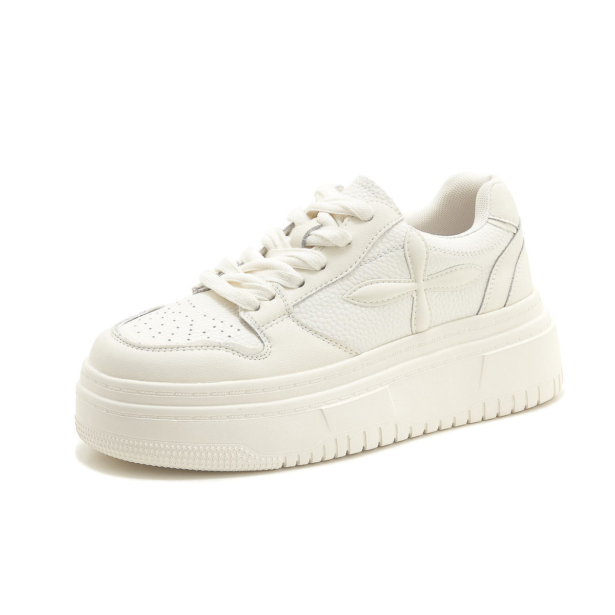 Women's Cowhide Hidden Platform Board White Women's Casual Shoes