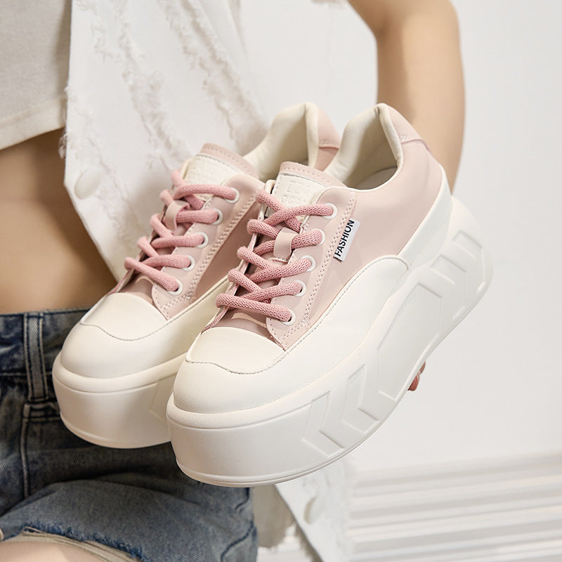 Women's White For Dad Versatile Hidden Platform Sneakers