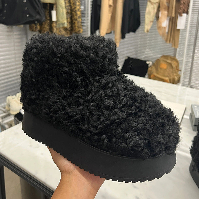 Integrated Thick Bottom Short Female Winter Fleece-lined Snow Boots