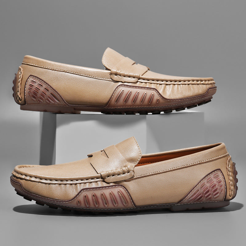 Men's Real With Fleece Lining Trendy Cowhide Casual Shoes