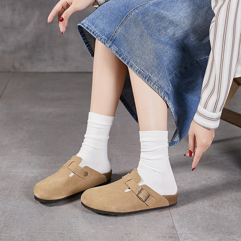 Women's Plus Size Thick Bottom Toe Cap Leather Shoes