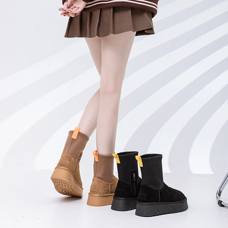 Women's Yan Winter Genuine Thick Bottom Skinny Stretch Snow Boots