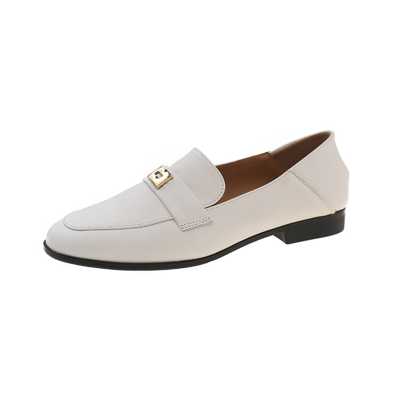 Women's First Layer Cowhide Spring British Style Leather Shoes