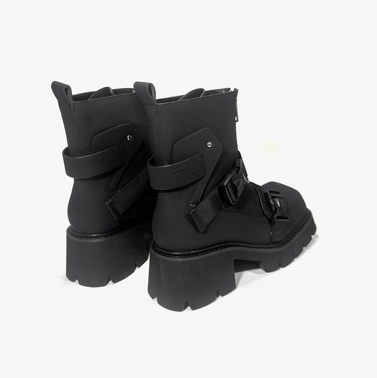 Tide Square Head Niche Black Warrior Mobile Boots