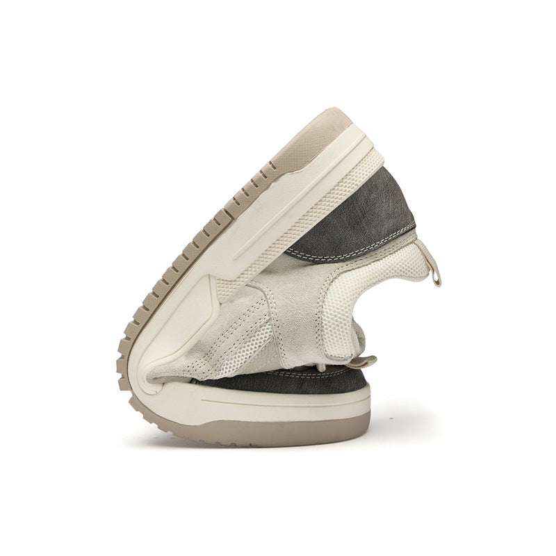 Men's Pigskin Mesh Board Front Breathable Flat Sneakers