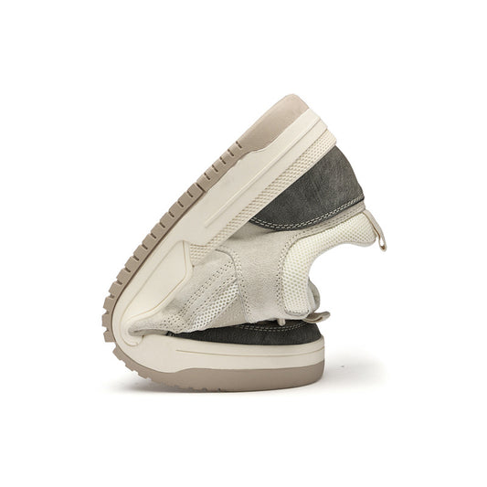 Men's Pigskin Mesh Board Front Breathable Flat Sneakers