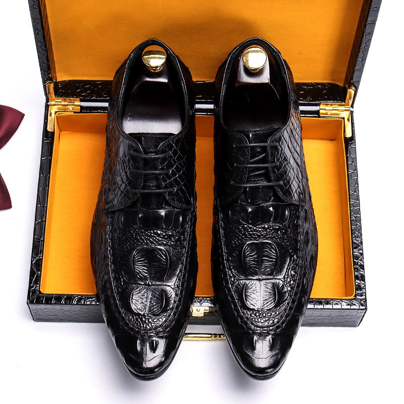 Men's Promotion Alligator Pattern Business British Trend Leather Shoes