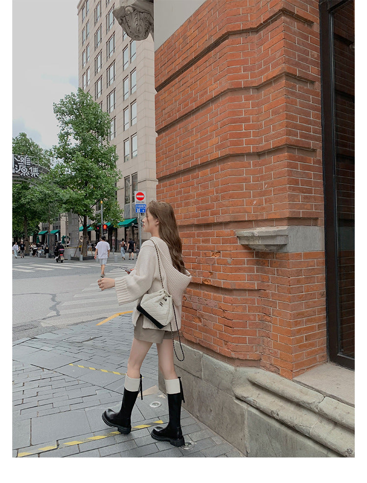 Women's Grape Mom Color Matching Fashion Round Boots