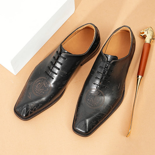 Men's Oxford Inner Cowhide Full British Style Carving Brogue Leather Shoes