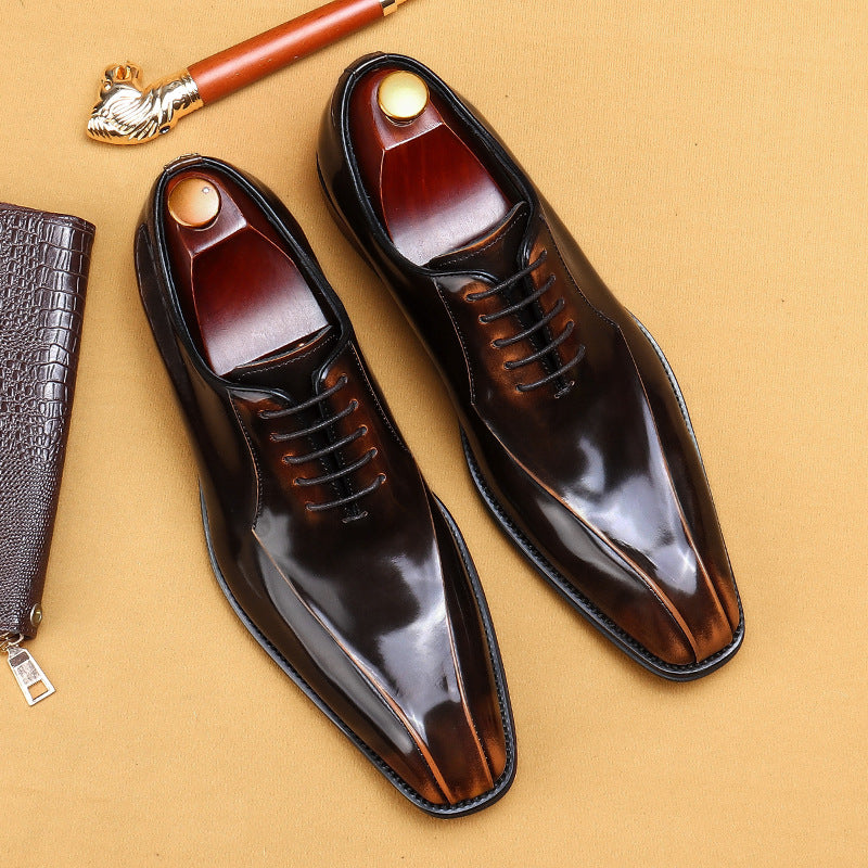 Men's Patent Glossy Business Formal Wear Oxford Leather Shoes