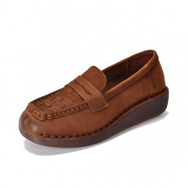 Mom Comfortable Soft Tendon Bottom Wedge Top Layer Casual Shoes