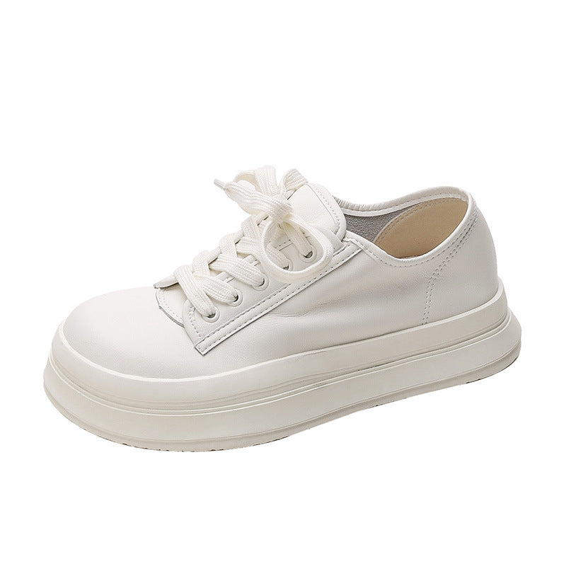 Women's White Autumn Round Toe Flat Bottom Casual Shoes
