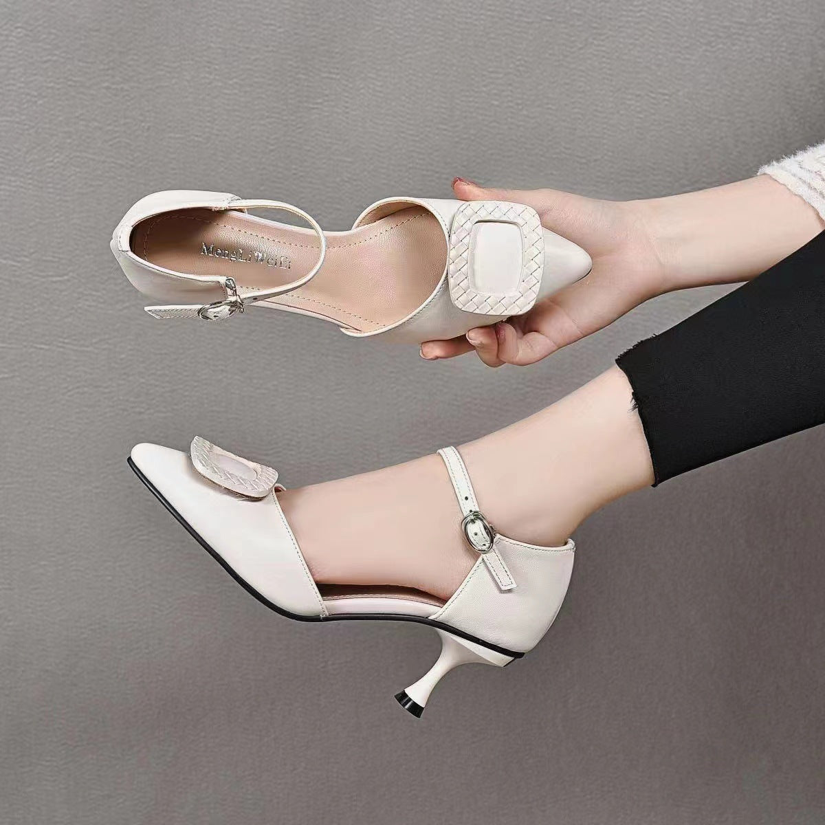 Women's Closed Toe Hollow Summer High Stiletto Pointed Buckle Sandals