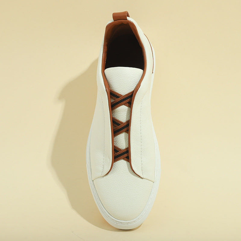 Men's Comfortable Breathable Slip-on White Flat Outdoor Sneakers