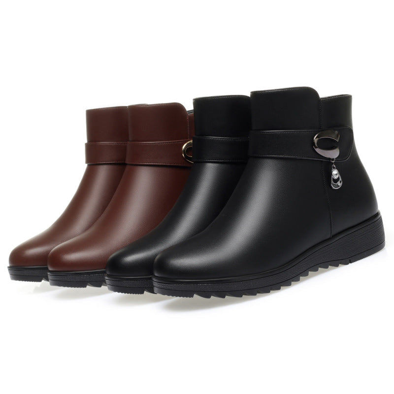 Women's Mother's Soft Wedge Bottom Short Fleece-lined Boots