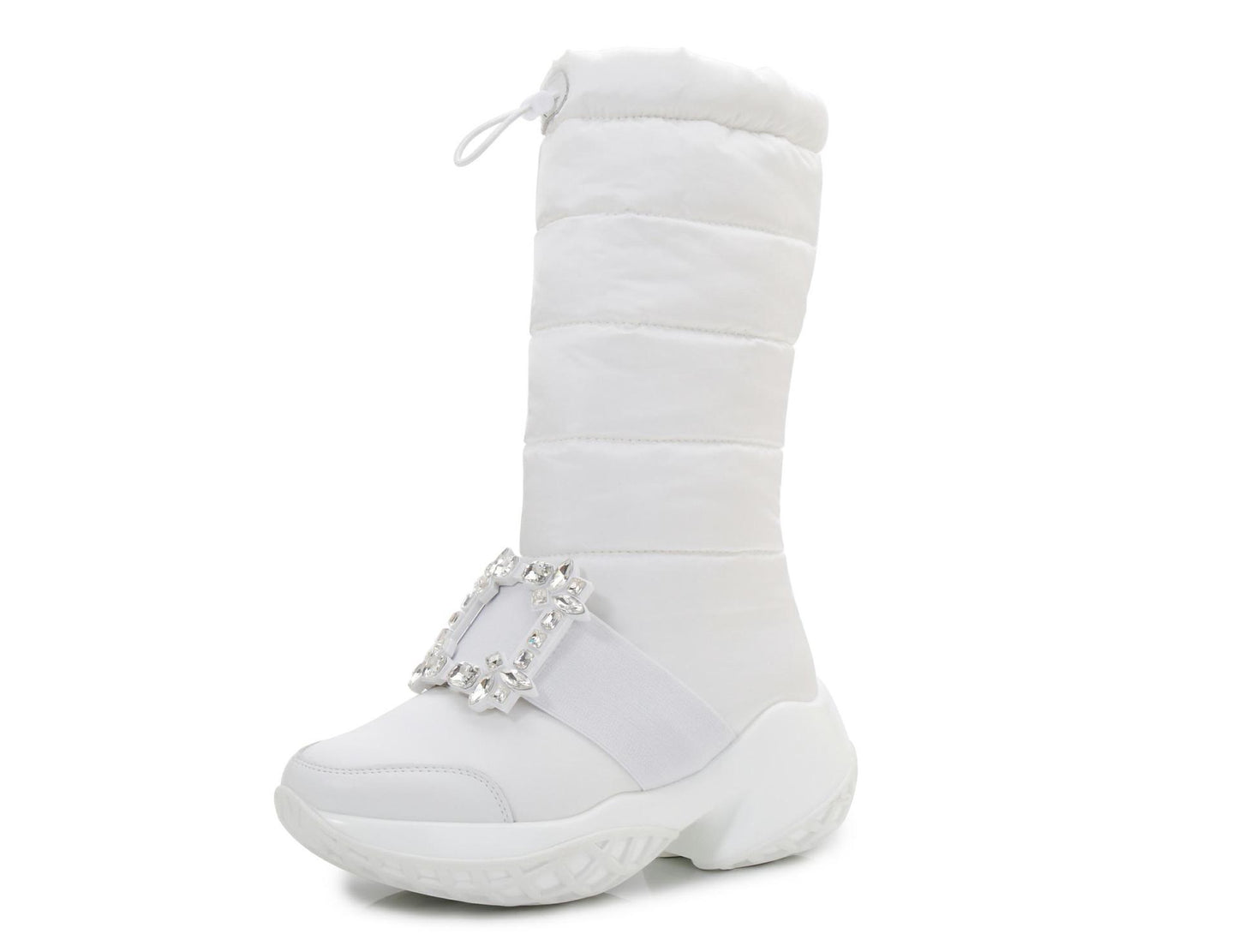 Women's Fashion Drill Buckle Fleece-lined Warm Slip-on Snow Boots
