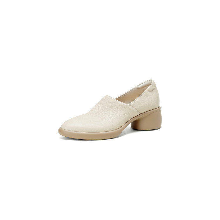 Women's Style Genuine Chunky Deep Mouth Soft Bottom Wild Mid Women's Fashion Shoes