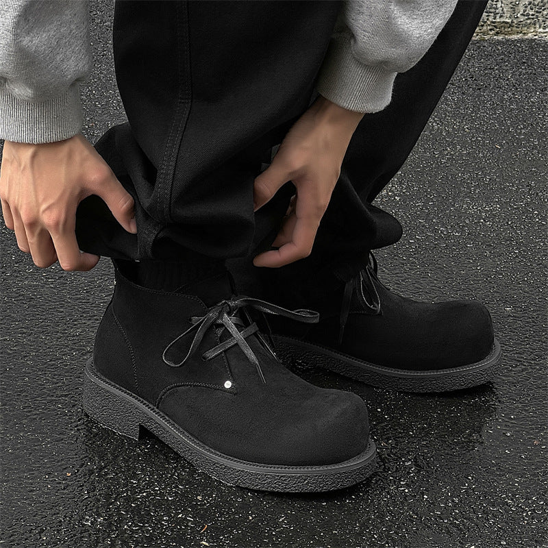 Men's Round Toe Derby Thick Sole Increased Couple Fleece-lined Boots