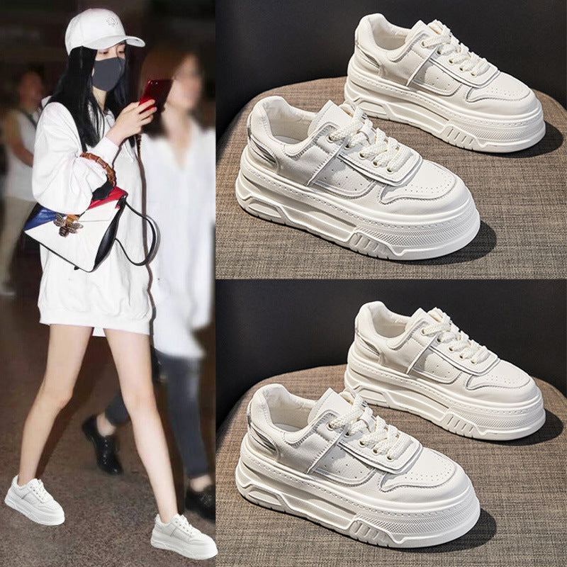Women's Korean Style White Platform Foam Bottom Women's Casual Shoes