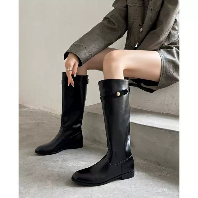 Paris Gold Coin Chunky Platform Long Tube Casual Shoes