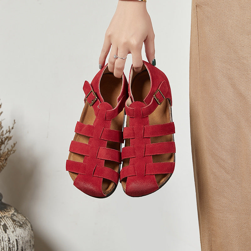 Women's Genuine Retro Closed Toe Roman Flat Sandals
