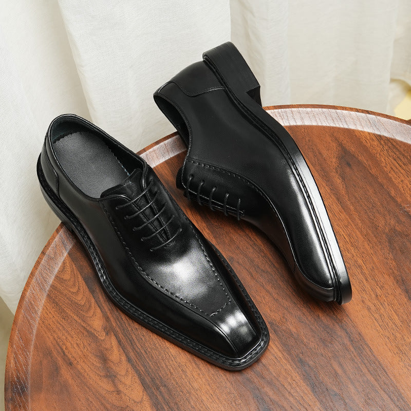 Men's Stitching Summer Genuine Business Formal Wear Leather Shoes