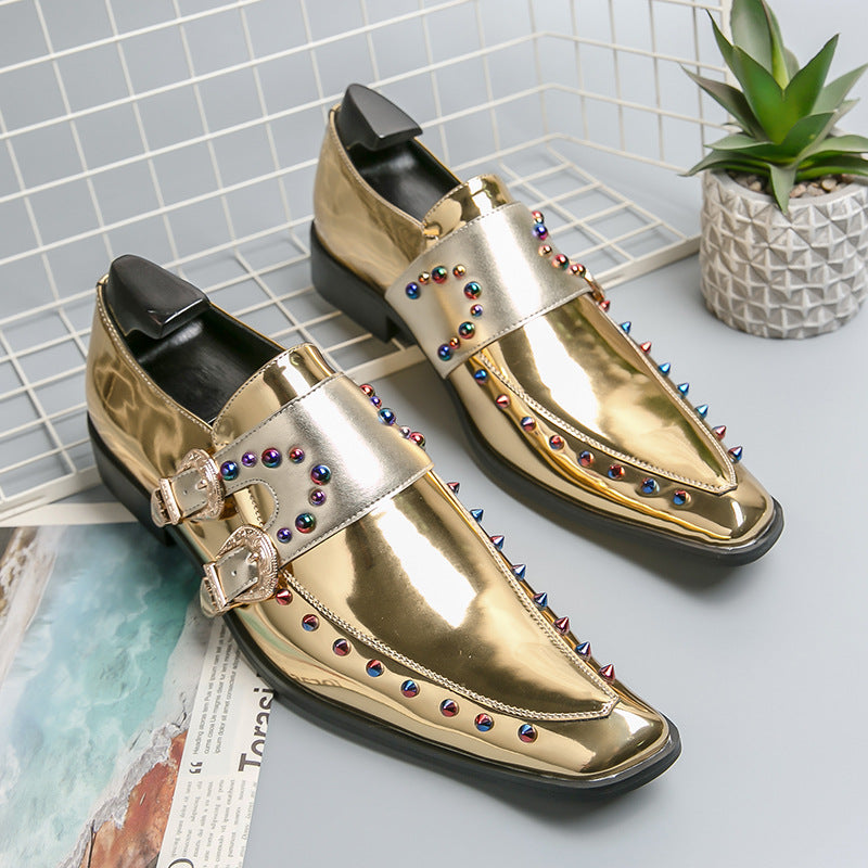 Men's Enchantress Chelsea Gold Pointed Plus Size Leather Shoes