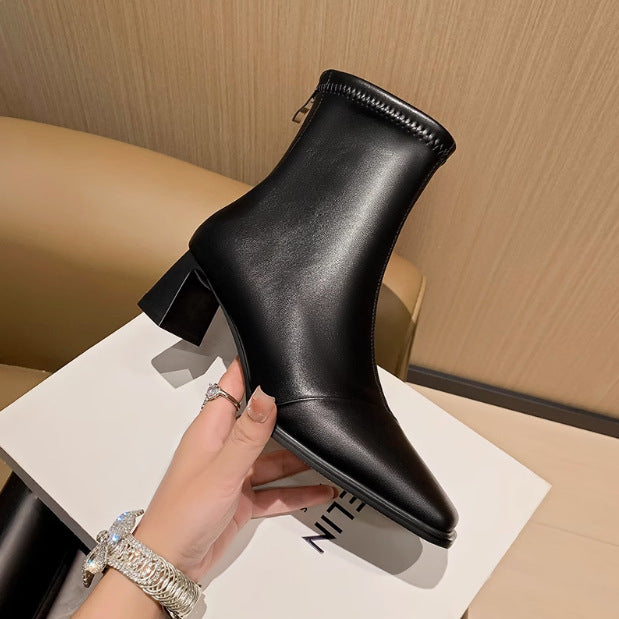Women's Skinny Martin Temperament Western Style Square Heels
