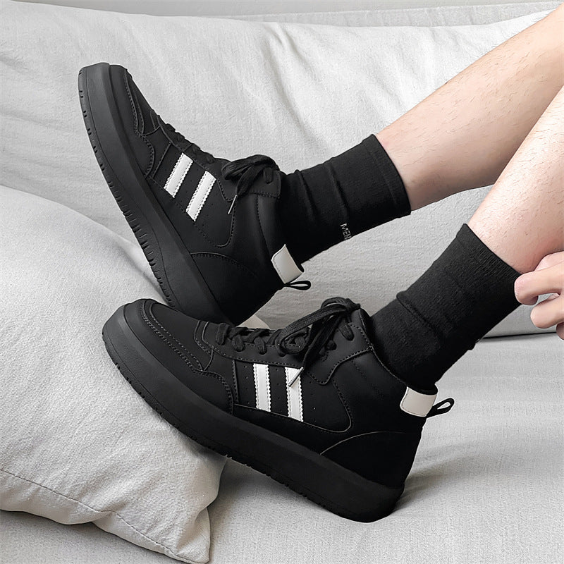 Men's Autumn Black Platform White High Top Sneakers