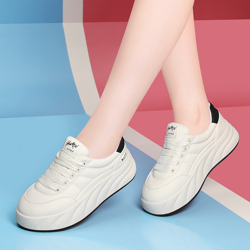 Women's Bread Platform White Spring Genuine Soft Sneakers