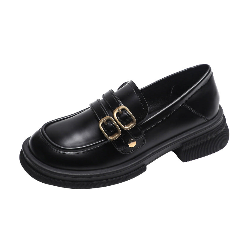 Women's Authentic Autumn Platform Black Oversized British Loafers
