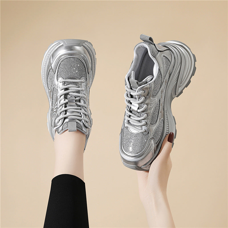 Women's & Men's Authentic Clunky Slimming Platform Lightweight Rhinestone Men's Shoes