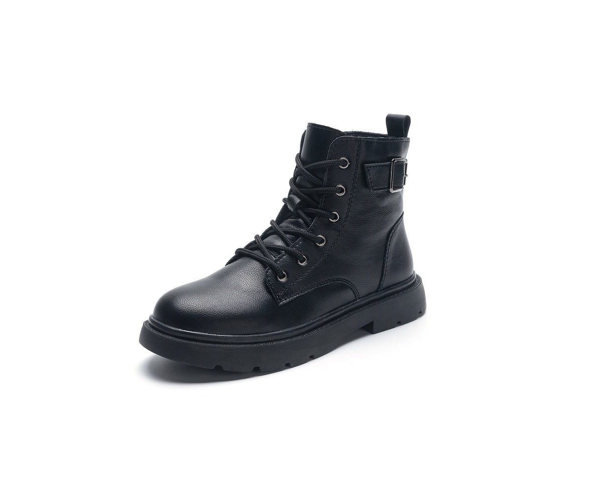 Women's Real With Fleece Lining Short Tide Plus Women's Leather Boots