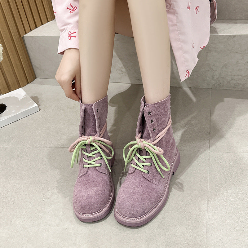 Women's First Layer Cowhide Martin Summer Green Boots