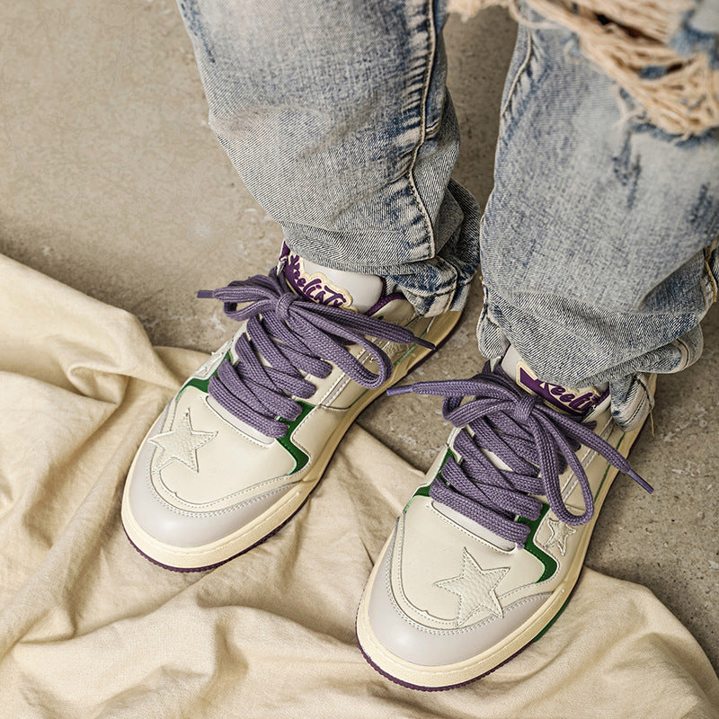 Men's Summer Purple Trendy Couple Retro White Sneakers