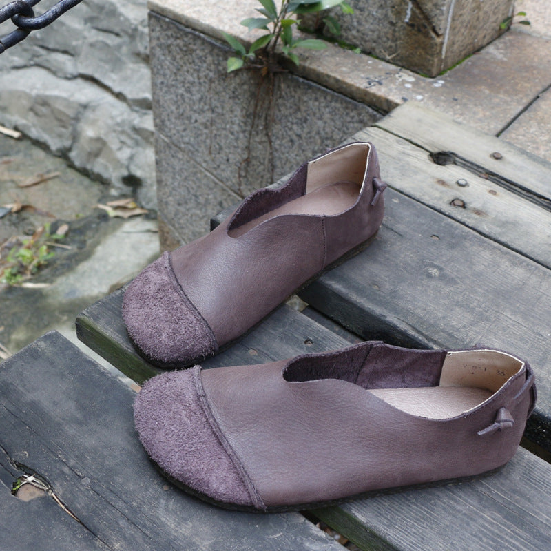 Women's Flat Soft Bottom Surface Slip-on First Layer Casual Shoes
