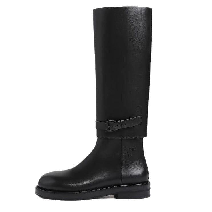 Winter Long Biker Detachable Two-way Buckle Boots