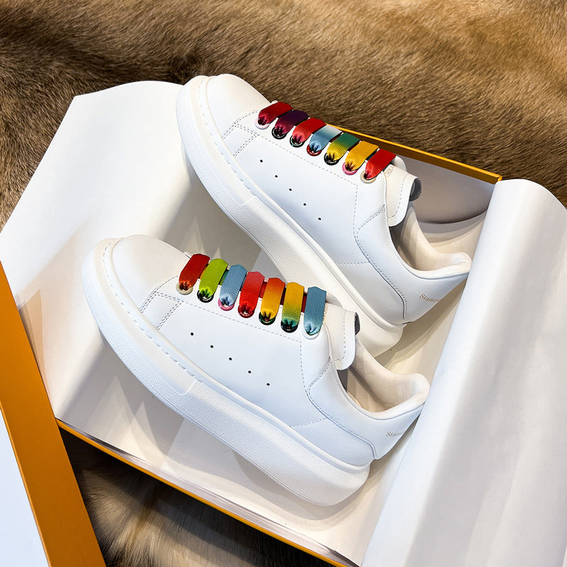 Women's & Men's Cowhide Autumn White Genuine Elevator Platform Women's Casual Shoes