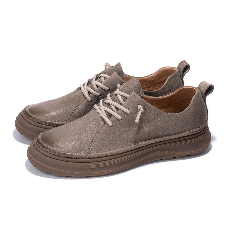 Men's Travel Cowhide Retro Soft Bottom Breathable Leather Shoes