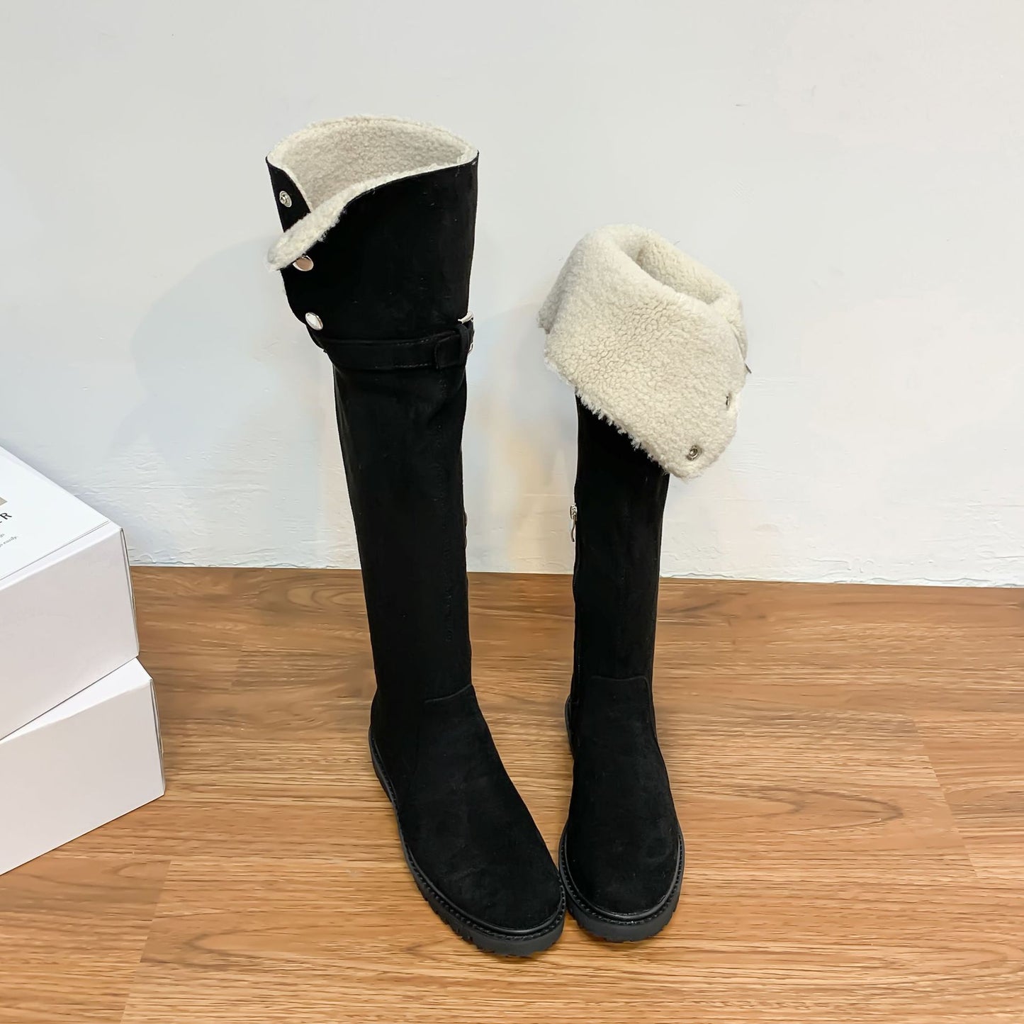Women's Fleece-lined Warm Slugged Bottom Martin Two-way Wear Snow Boots