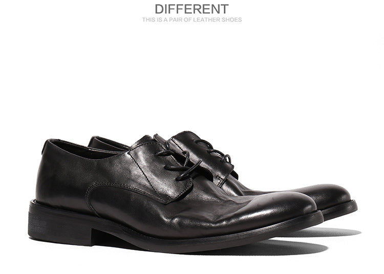 Men's European Size Round Toe First Layer Leather Shoes