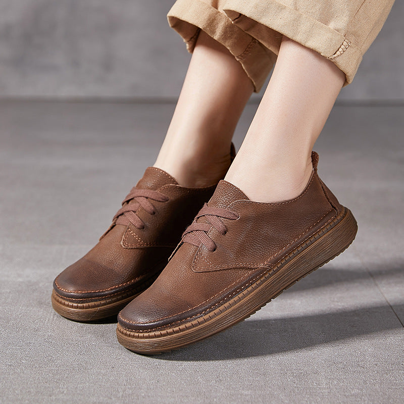 Women's Pumps Spring First Layer Cowhide Retro Casual Shoes